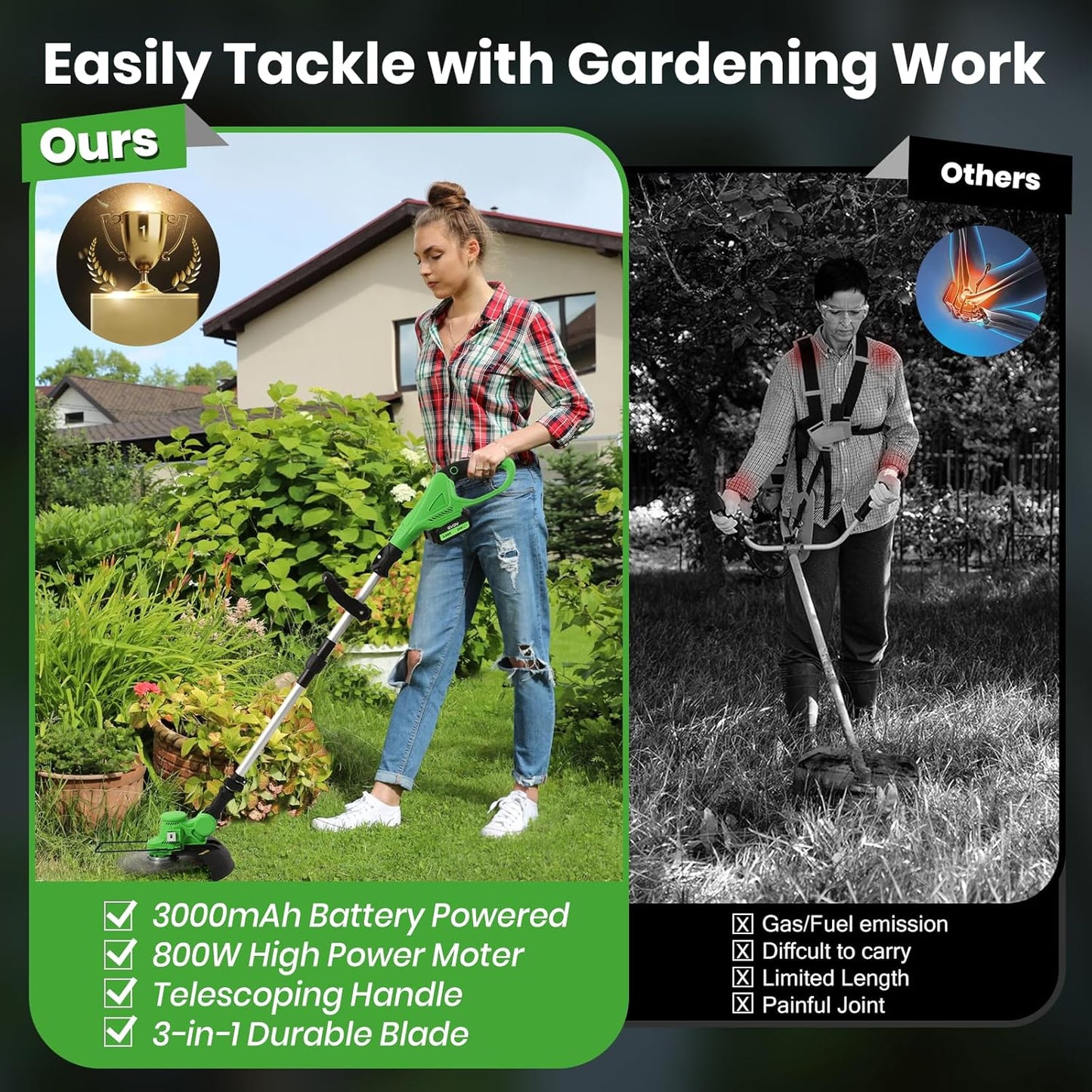 TrimGlide™ Coupe-herbe sans balai réglable